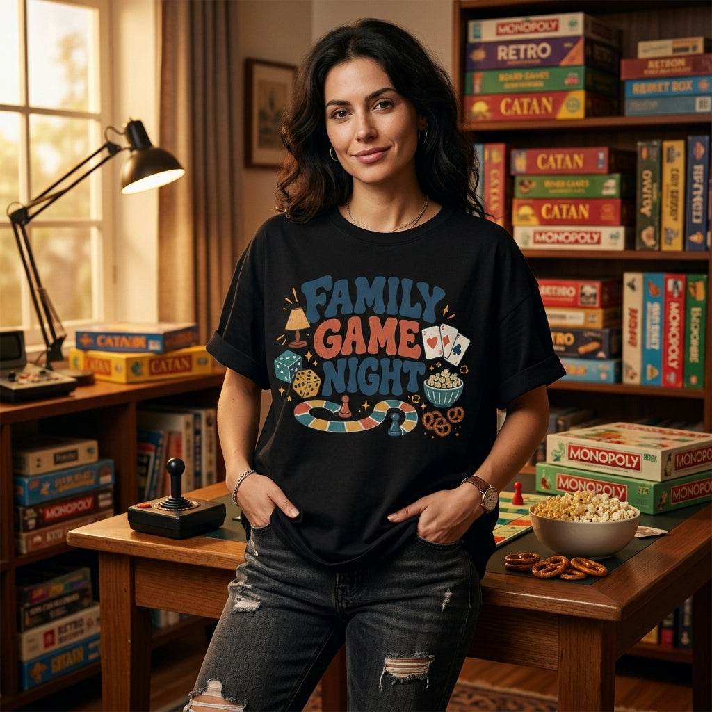 Retro Family Game Night T-shirt Sweatshirt Hoodie - Vintage Board Game Lover Gift - mockup 1