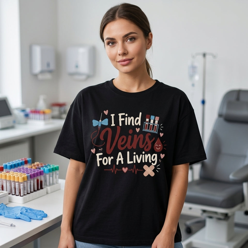 I Find Veins For A Living Phlebotomist T-shirt Sweatshirt Hoodie – Medical Professional Gift - mockup 1