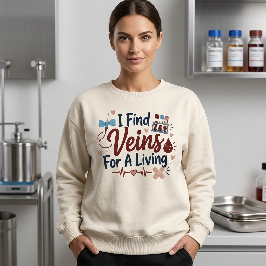 I Find Veins For A Living Phlebotomist T-shirt Sweatshirt Hoodie – Medical Professional Gift - mockup 3
