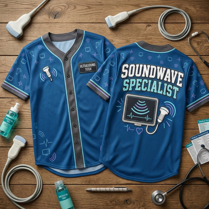 Ultrasound Tech Soundwave Specialist Baseball Jersey – Professional Sonographer Gift - mockup 1