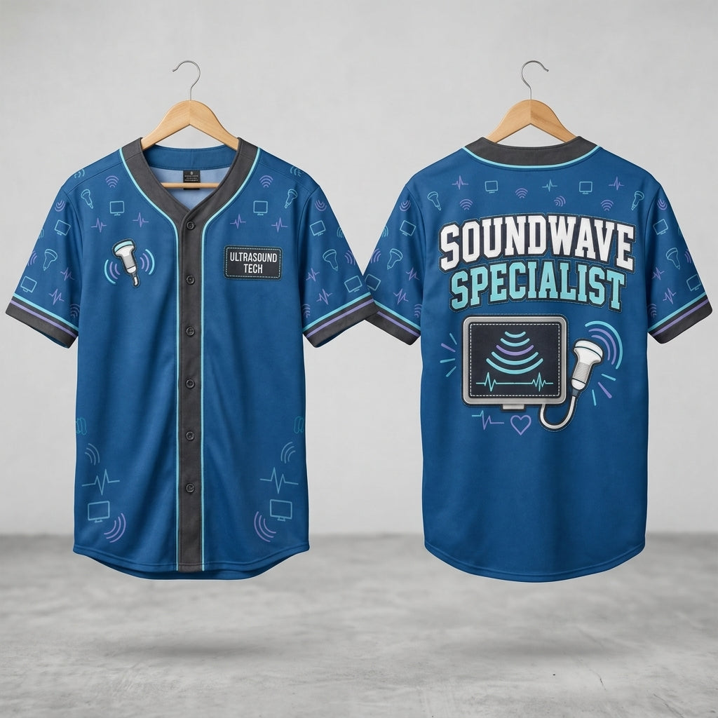 Ultrasound Tech Soundwave Specialist Baseball Jersey – Professional Sonographer Gift - mockup 3