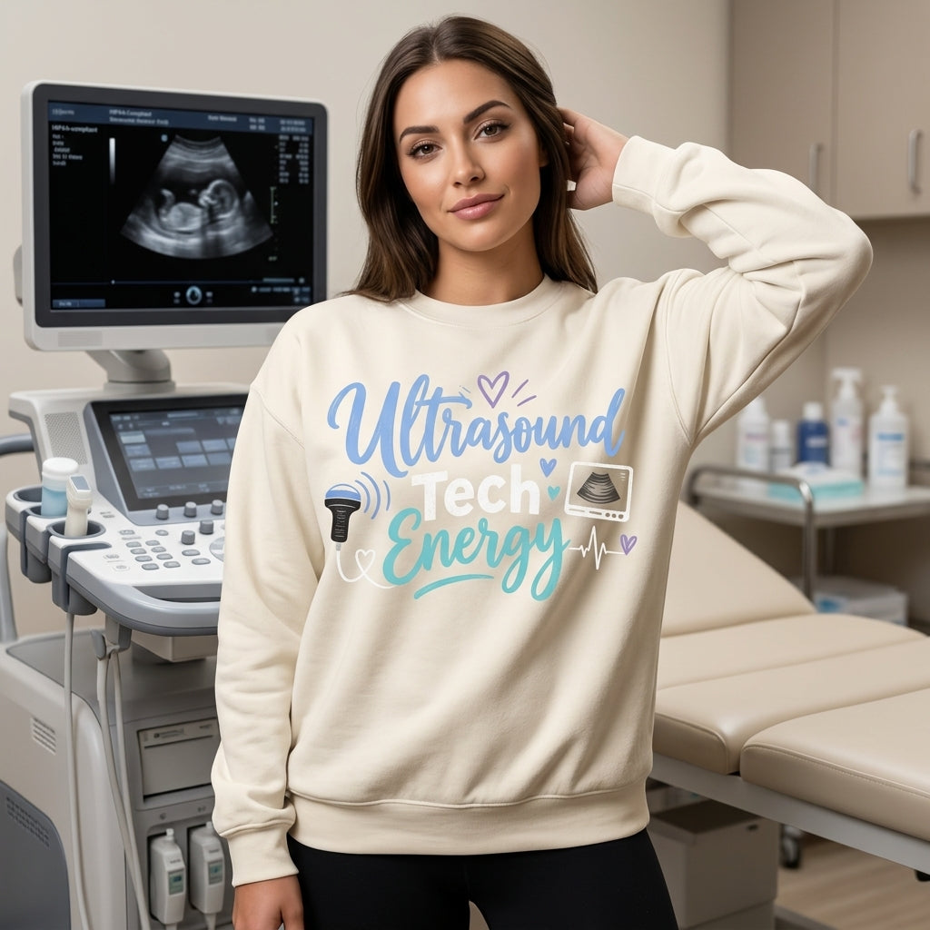 Ultrasound Tech Energy T-shirt Sweatshirt Hoodie – Professional Sonographer Gift - mockup 3