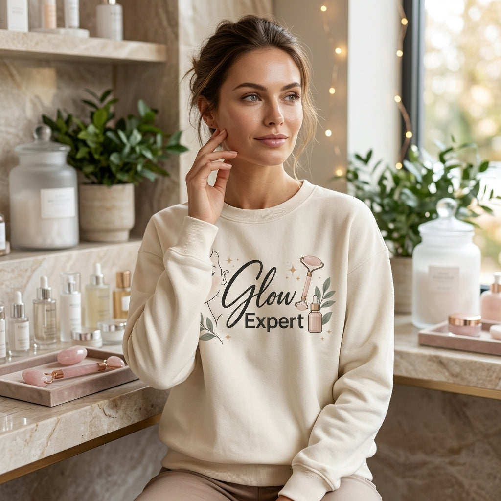 Glow Expert Esthetician T-shirt Sweatshirt Hoodie – Skincare Specialist Apparel - mockup 3