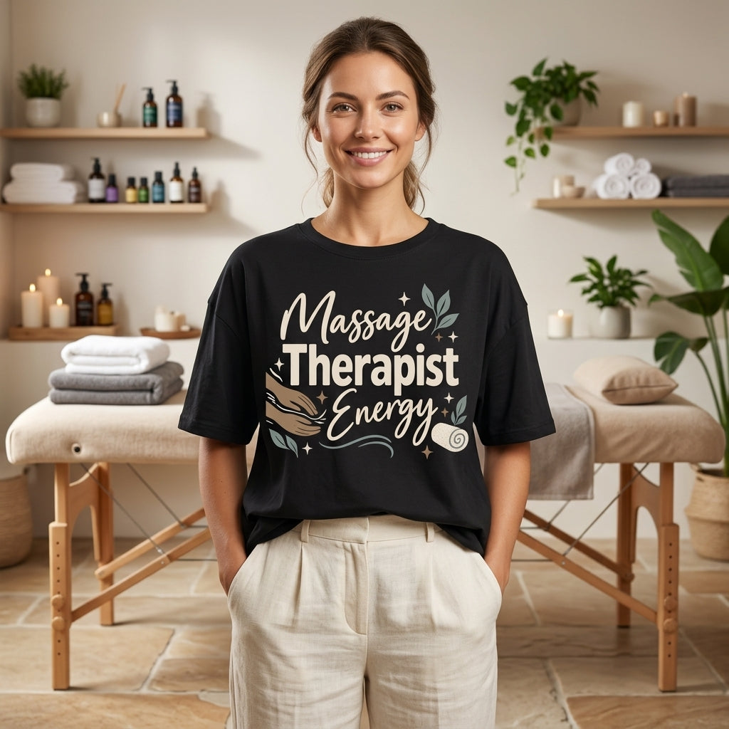 Massage Therapist Energy T-Shirt Sweatshirt Hoodie - Retro Boho Gift for LMT - mockup 1