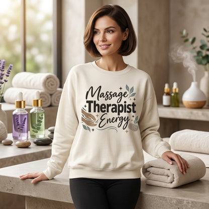 Massage Therapist Energy T-Shirt Sweatshirt Hoodie - Retro Boho Gift for LMT - mockup 3