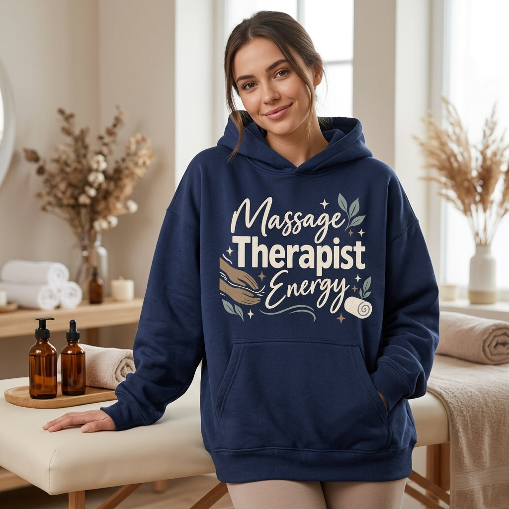 Massage Therapist Energy T-Shirt Sweatshirt Hoodie - Retro Boho Gift for LMT - mockup 4