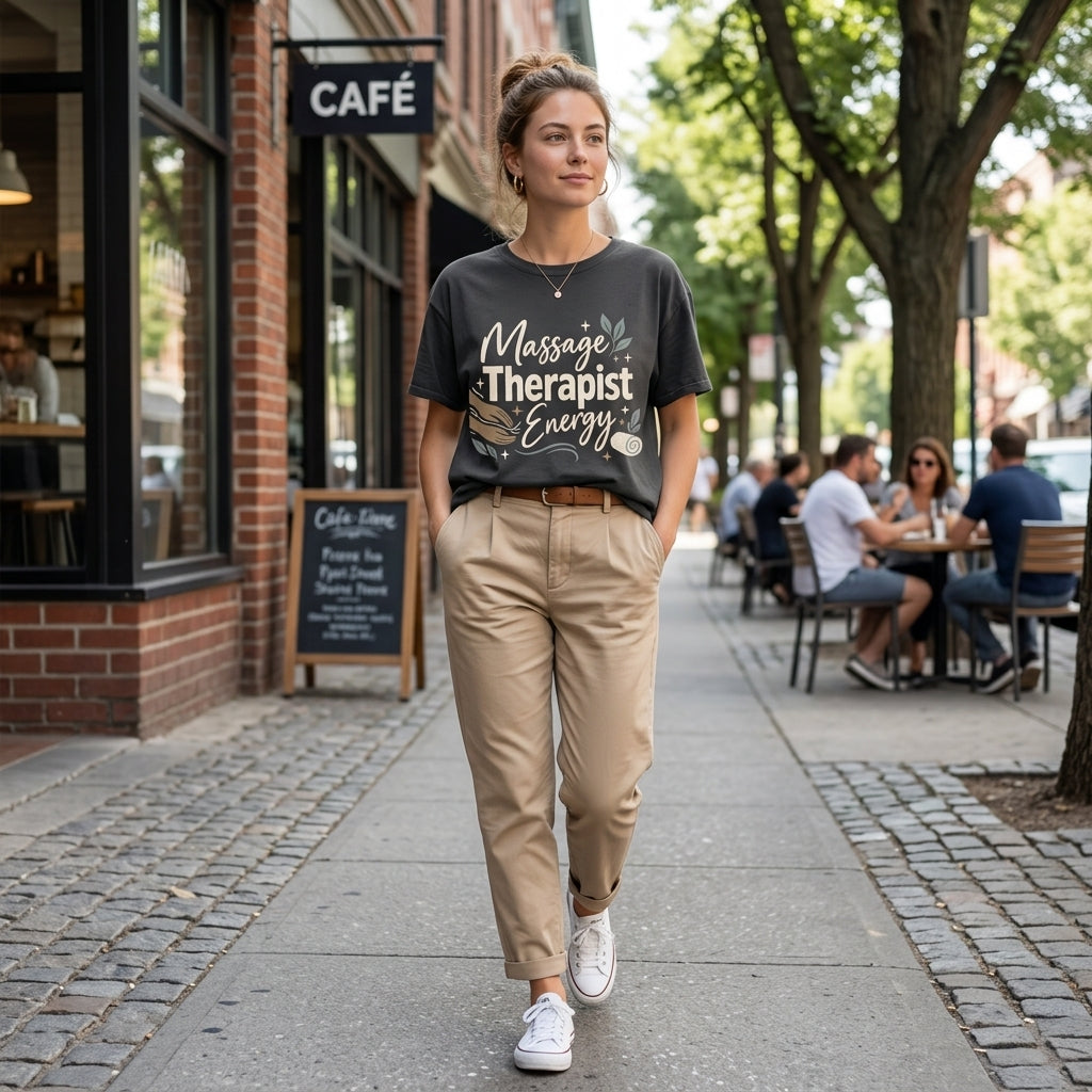 Massage Therapist Energy T-Shirt Sweatshirt Hoodie - Retro Boho Gift for LMT - mockup 5