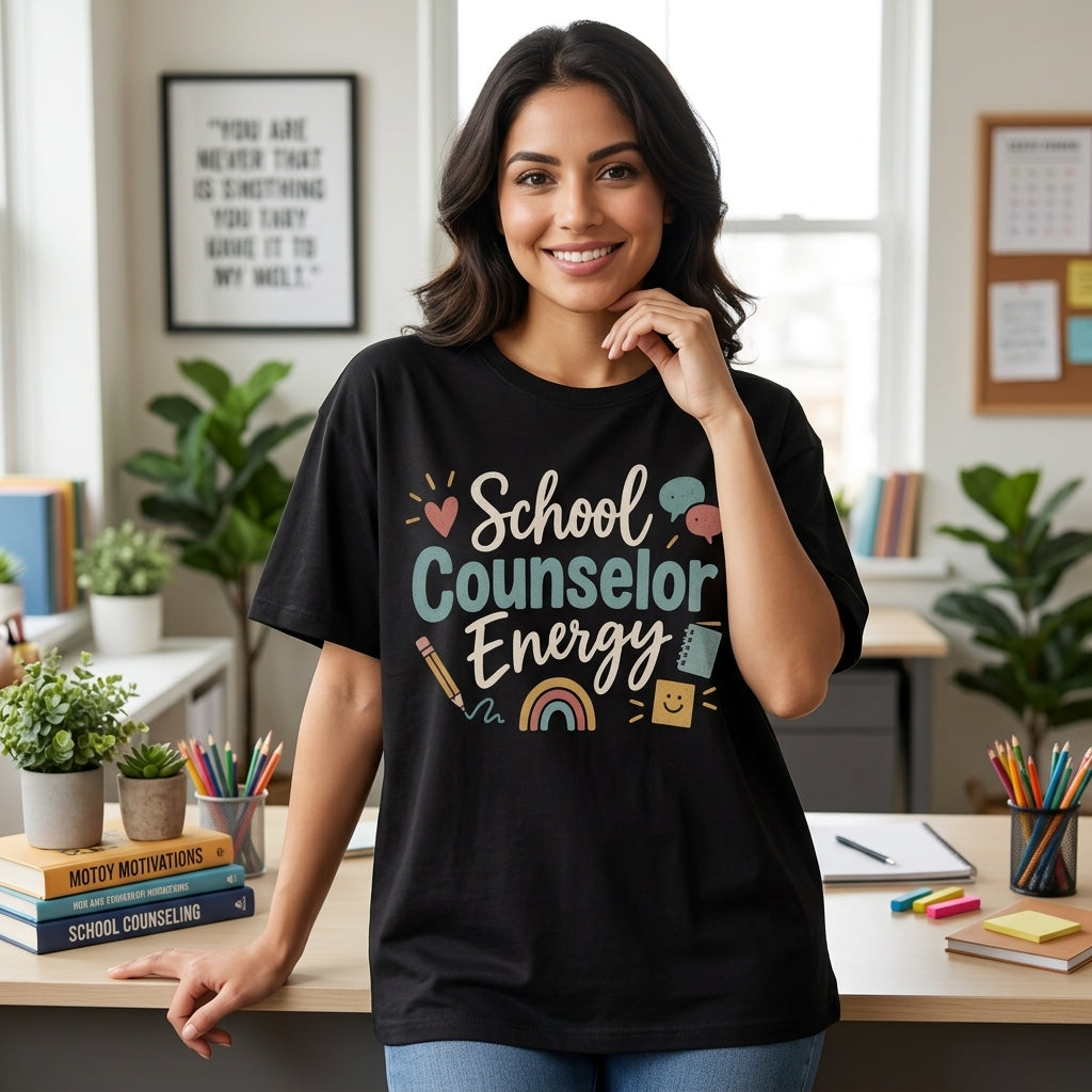 School Counselor Energy T-shirt Sweatshirt Hoodie - Retro Educator Gift - mockup 1