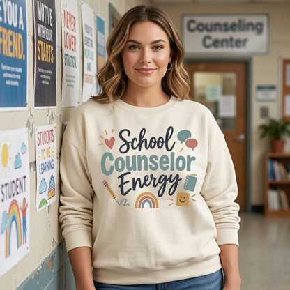 School Counselor Energy T-shirt Sweatshirt Hoodie - Retro Educator Gift - mockup 3