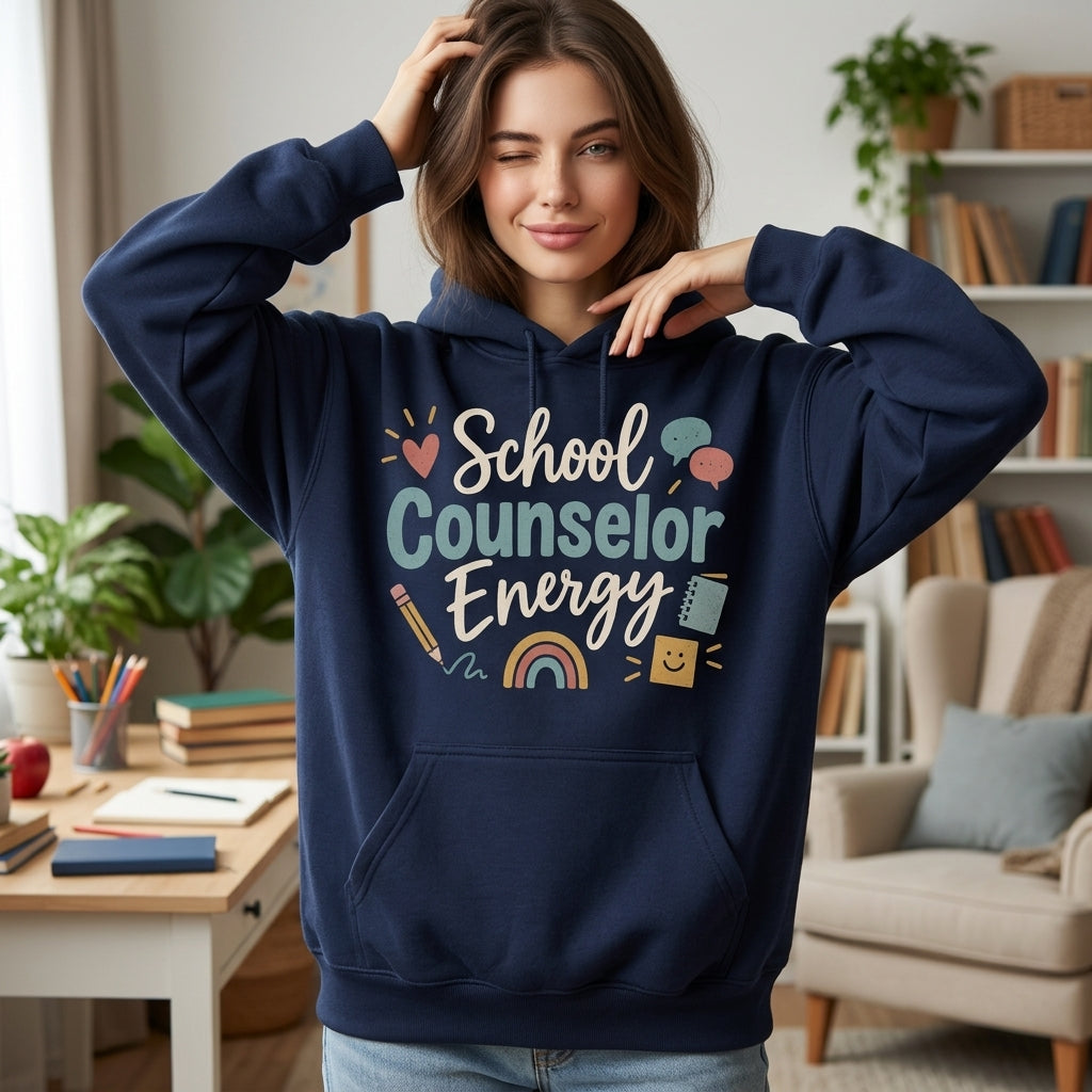 School Counselor Energy T-shirt Sweatshirt Hoodie - Retro Educator Gift - mockup 4