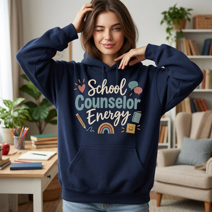 School Counselor Energy T-shirt Sweatshirt Hoodie - Retro Educator Gift - mockup 4