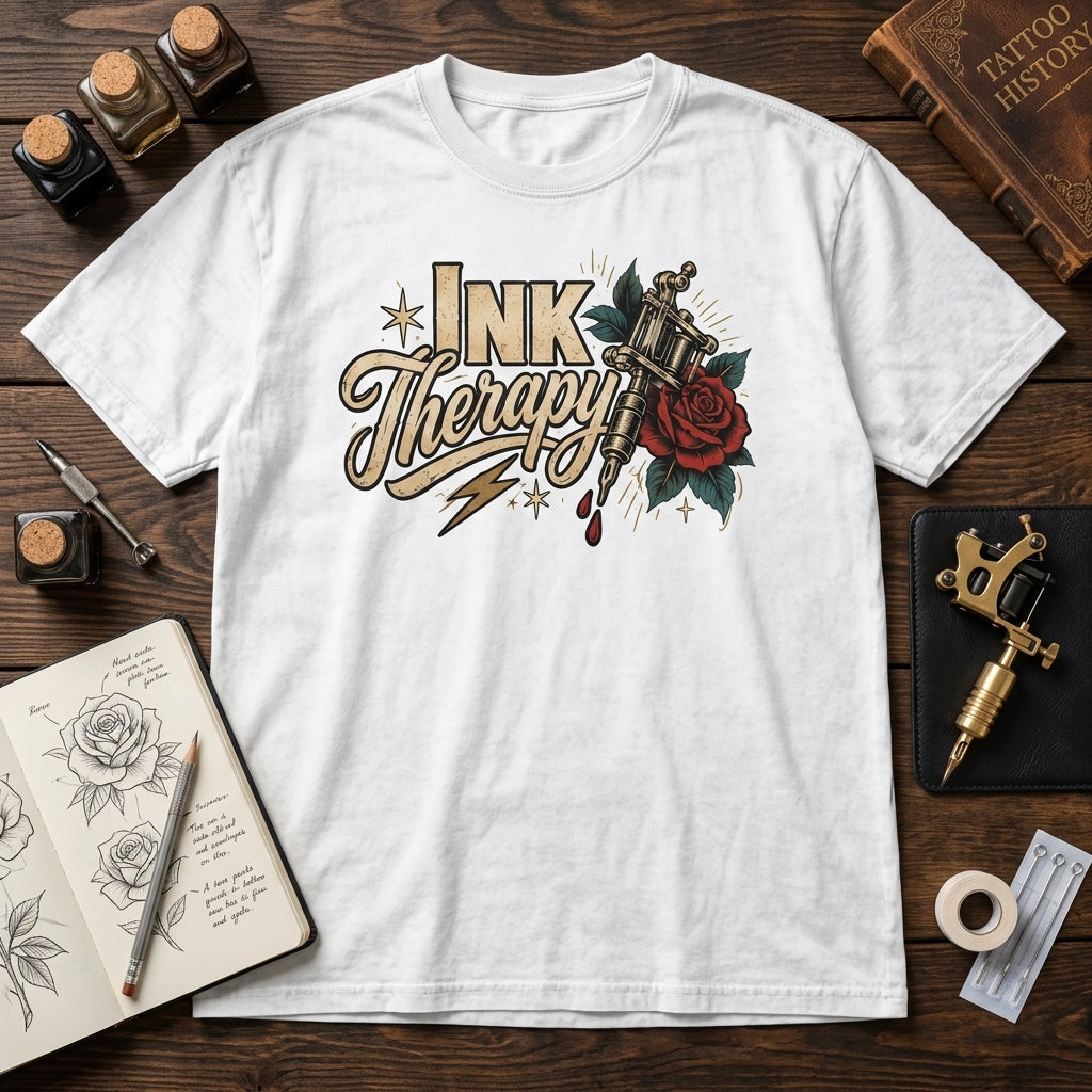 Ink Therapy Tattoo Artist T-shirt Sweatshirt Hoodie - Vintage Tattoo Machine Gift - mockup 2
