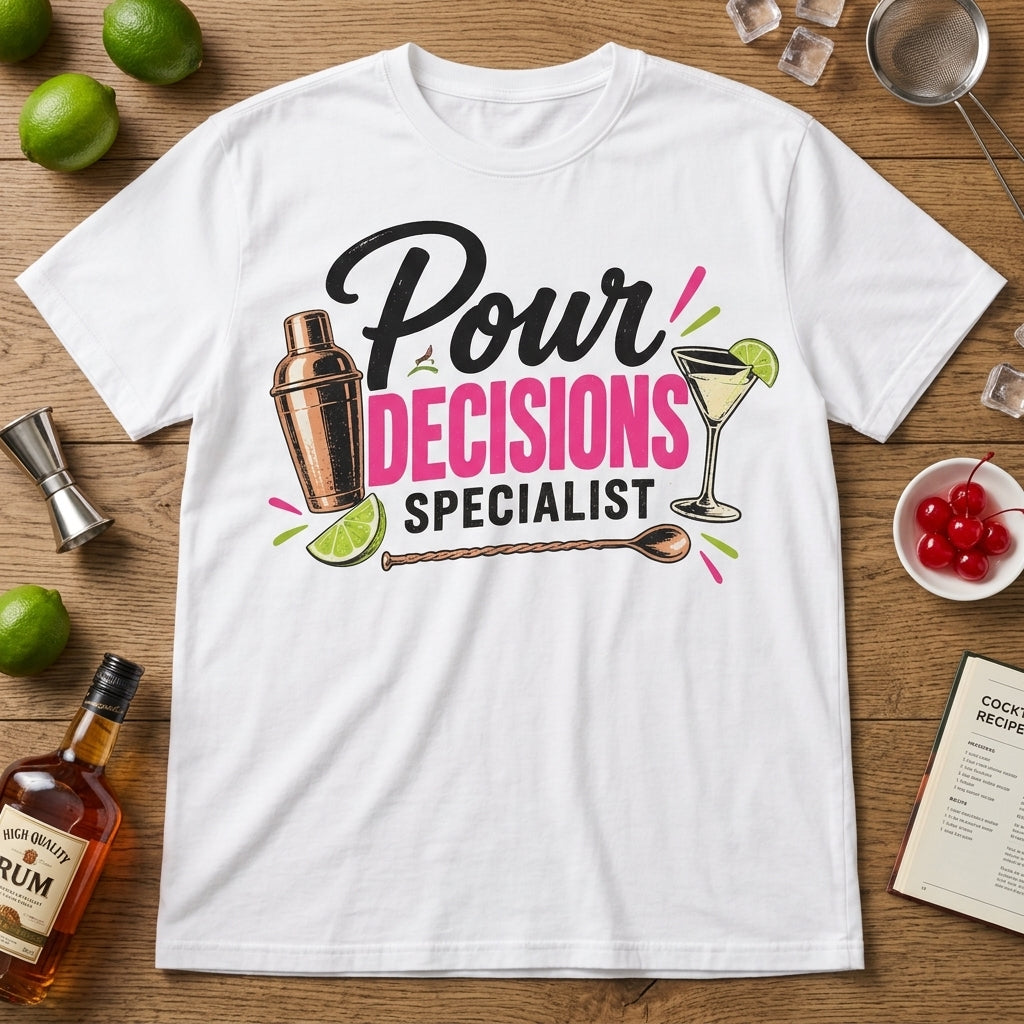 Pour Decisions Specialist Bartender T-shirt Sweatshirt Hoodie – Funny Cocktail Gift - mockup 2