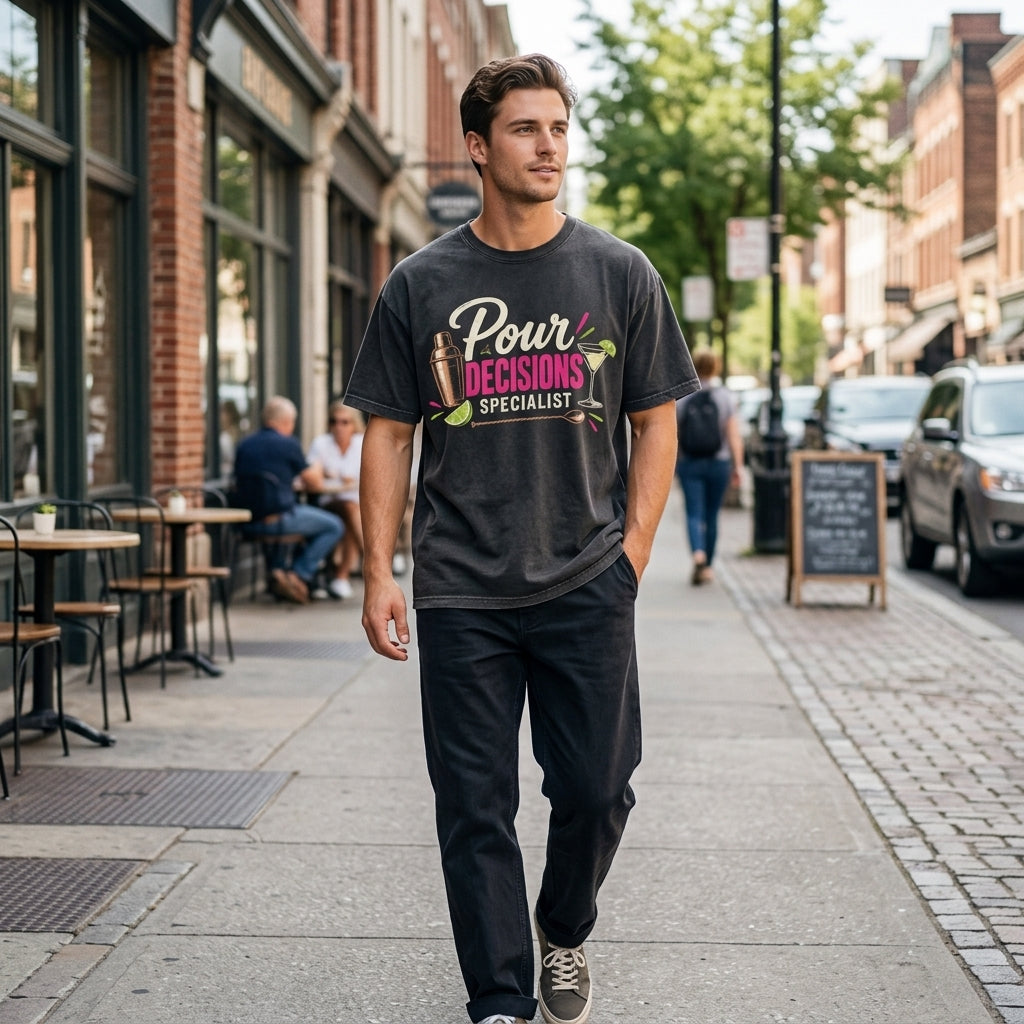 Pour Decisions Specialist Bartender T-shirt Sweatshirt Hoodie – Funny Cocktail Gift - mockup 5