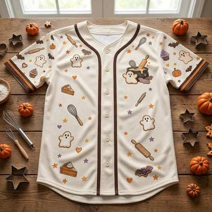 Halloween Baker Baking Up Something Spooky Baseball Jersey - mockup 4