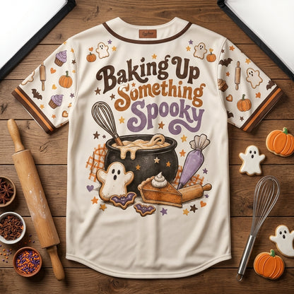 Halloween Baker Baking Up Something Spooky Baseball Jersey - mockup 5