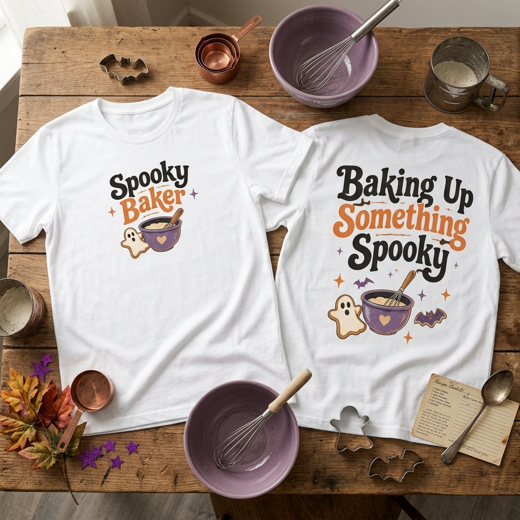 Retro Baking Up Something Spooky Halloween Baker T-shirt Sweatshirt Hoodie - mockup 2