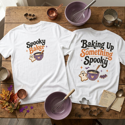Retro Baking Up Something Spooky Halloween Baker T-shirt Sweatshirt Hoodie - mockup 2