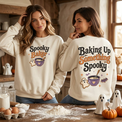 Retro Baking Up Something Spooky Halloween Baker T-shirt Sweatshirt Hoodie - mockup 3