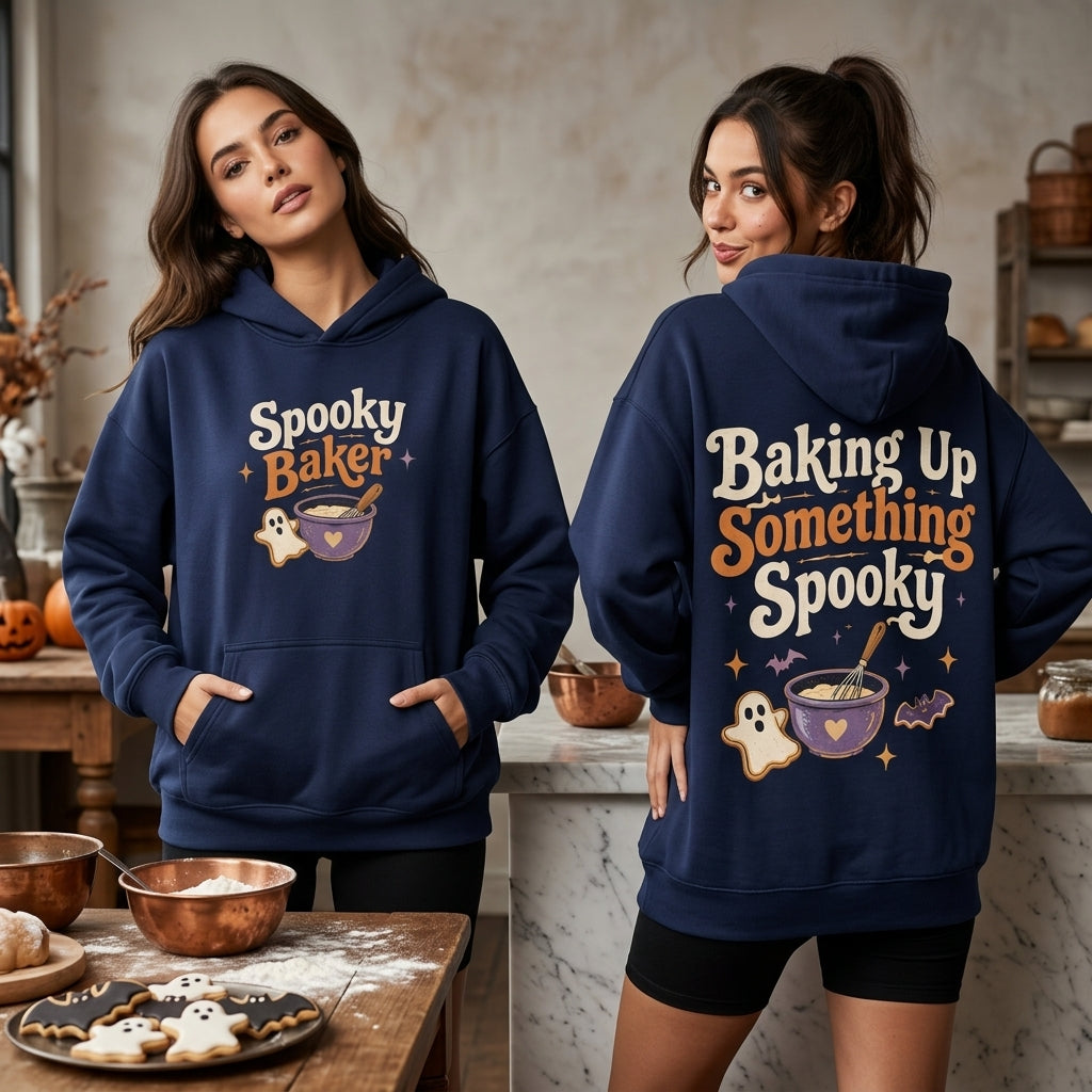 Retro Baking Up Something Spooky Halloween Baker T-shirt Sweatshirt Hoodie - mockup 4