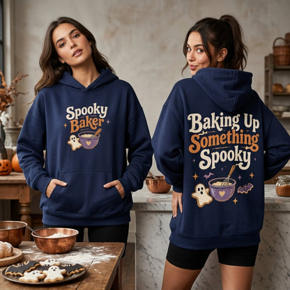 Retro Baking Up Something Spooky Halloween Baker T-shirt Sweatshirt Hoodie - mockup 4