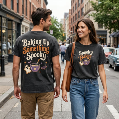 Retro Baking Up Something Spooky Halloween Baker T-shirt Sweatshirt Hoodie - mockup 5