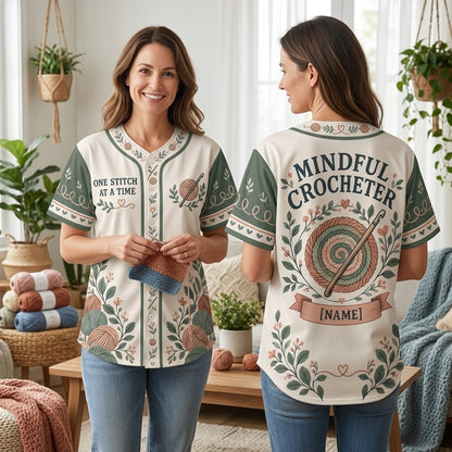 Personalized Mindful Crocheter Baseball Jersey - Custom Yarn Craft Gift - mockup 2