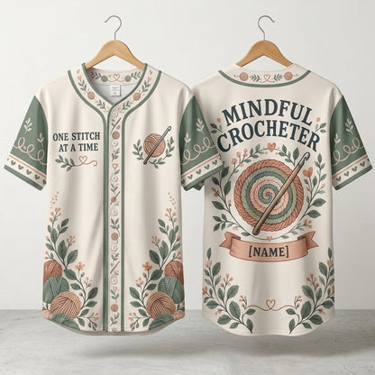 Personalized Mindful Crocheter Baseball Jersey - Custom Yarn Craft Gift - mockup 3