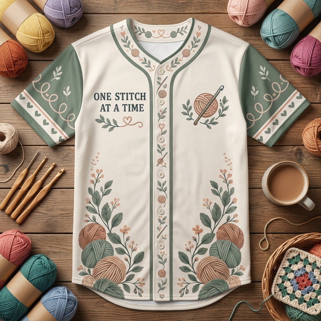 Personalized Mindful Crocheter Baseball Jersey - Custom Yarn Craft Gift - mockup 4
