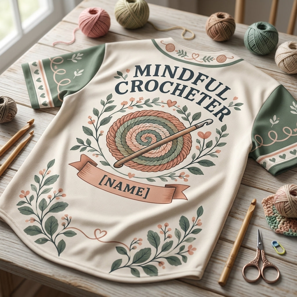 Personalized Mindful Crocheter Baseball Jersey - Custom Yarn Craft Gift - mockup 5