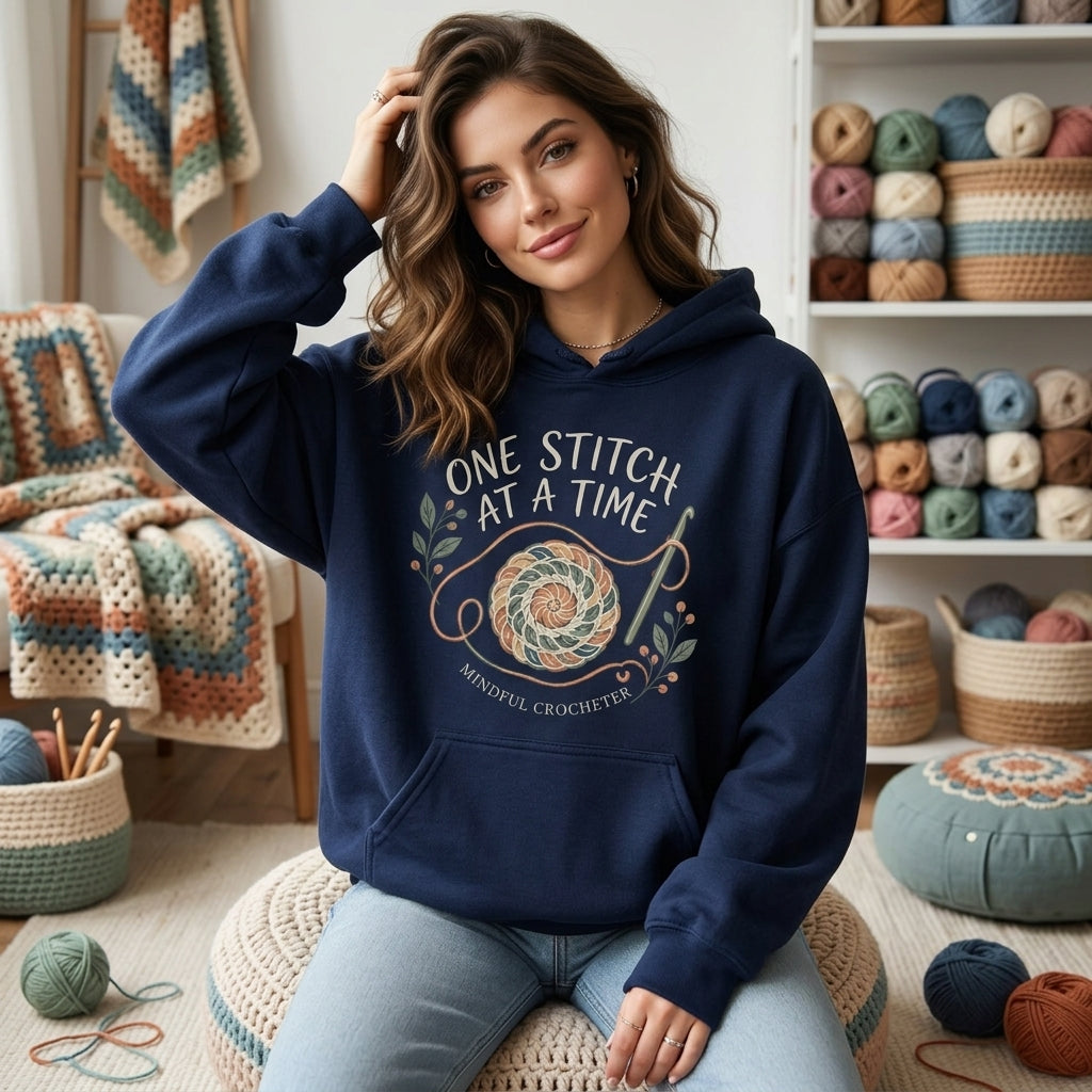 Mindful Crocheter One Stitch At A Time T-shirt Sweatshirt Hoodie - mockup 3