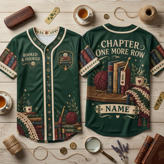 Personalized Crochet Librarian Baseball Jersey - Booked & Hooked Gift for Crafters - mockup 1