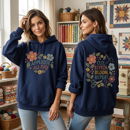 Applique Quilter Floral T-shirt Sweatshirt Hoodie - Gift for Sewing Enthusiasts - mockup 4