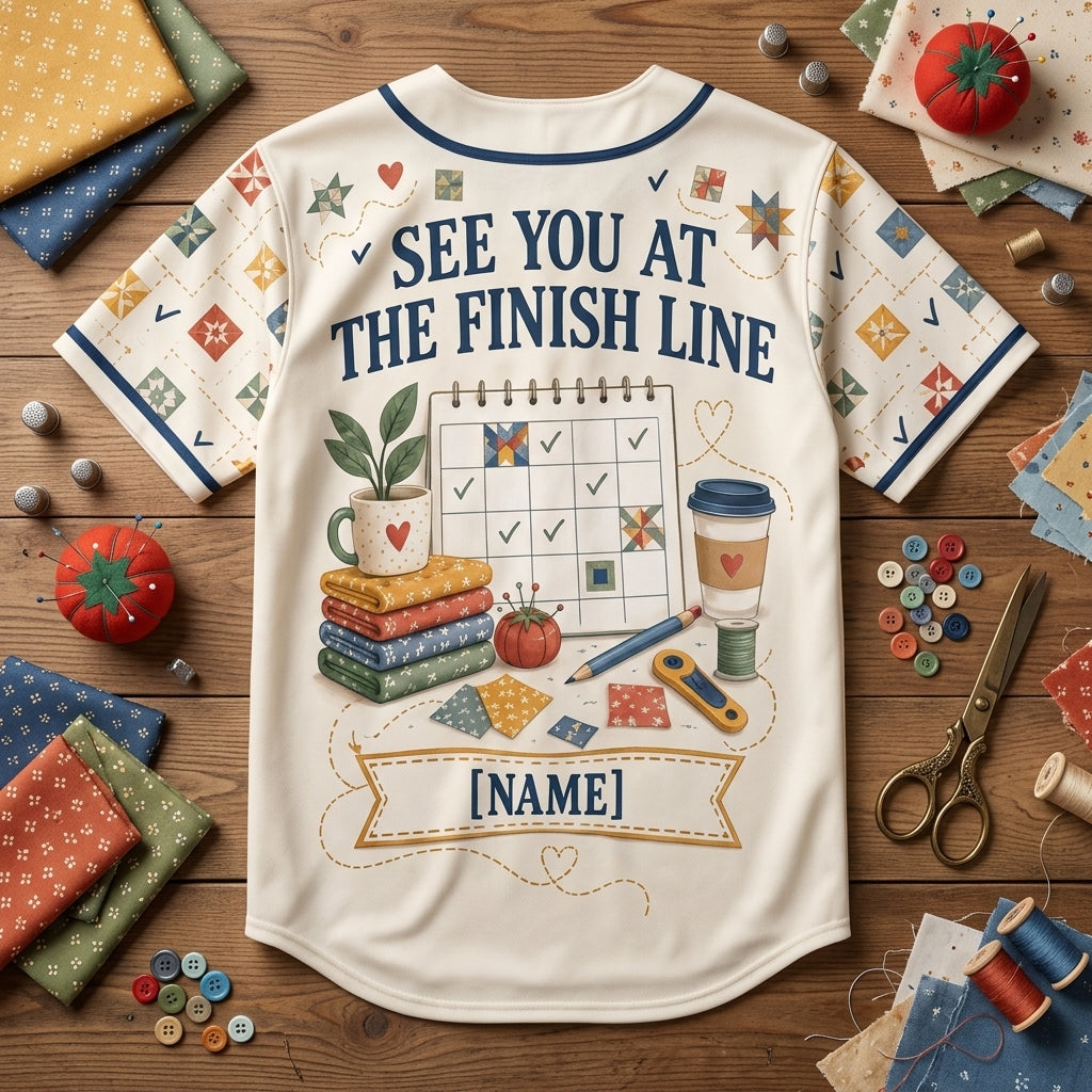 Personalized Block of the Month Quilt Baseball Jersey - Custom Name Quilting Gift - mockup 5