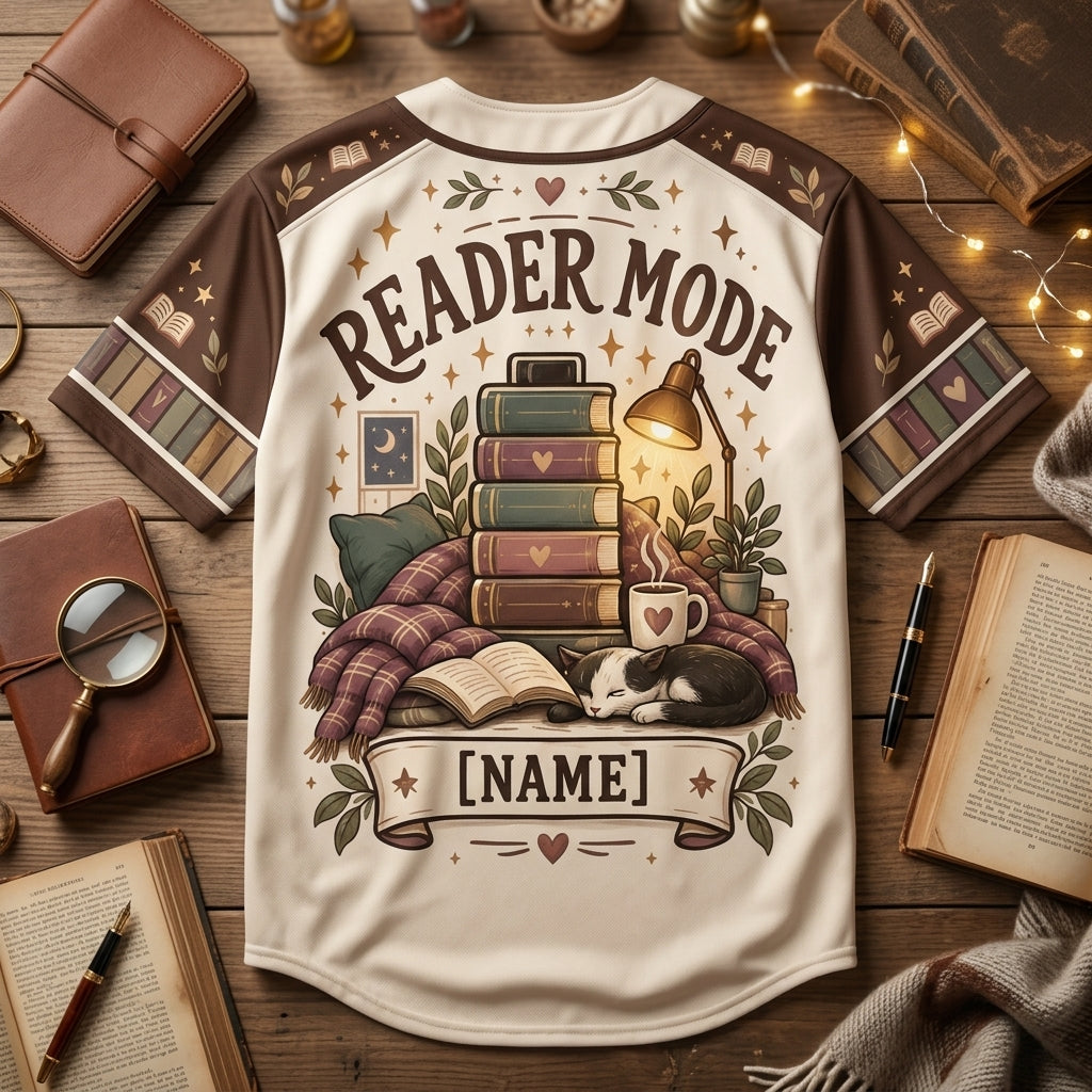 Personalized Introvert Reader Baseball Jersey - My Social Battery Runs On Books - mockup 5