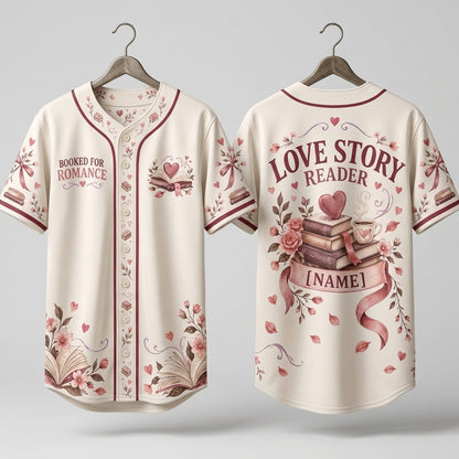 Personalized Romance Reader Baseball Jersey – Custom Gift for Book Lovers - mockup 3