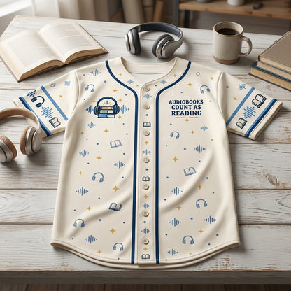 Personalized Audiobook Listener Baseball Jersey - Custom Headphones Reader Gift - mockup 4
