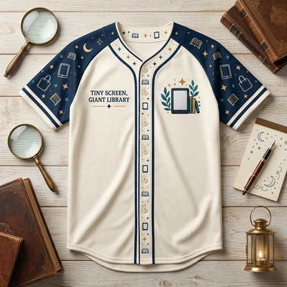 Personalized Digital Reader Book Lover Baseball Jersey - Custom Name E-Reader Apparel - mockup 4