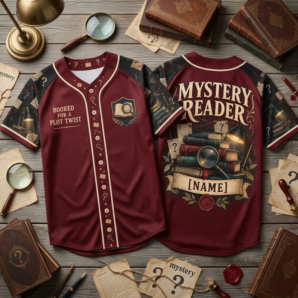 Personalized Mystery Thriller Reader Baseball Jersey – Custom Gift for Book Lovers - mockup 1