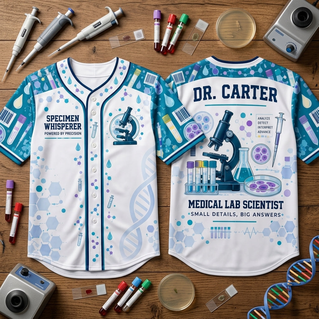 Personalized Medical Lab Scientist Baseball Jersey – Specimen Whisperer Lab Tech Gift - mockup 1