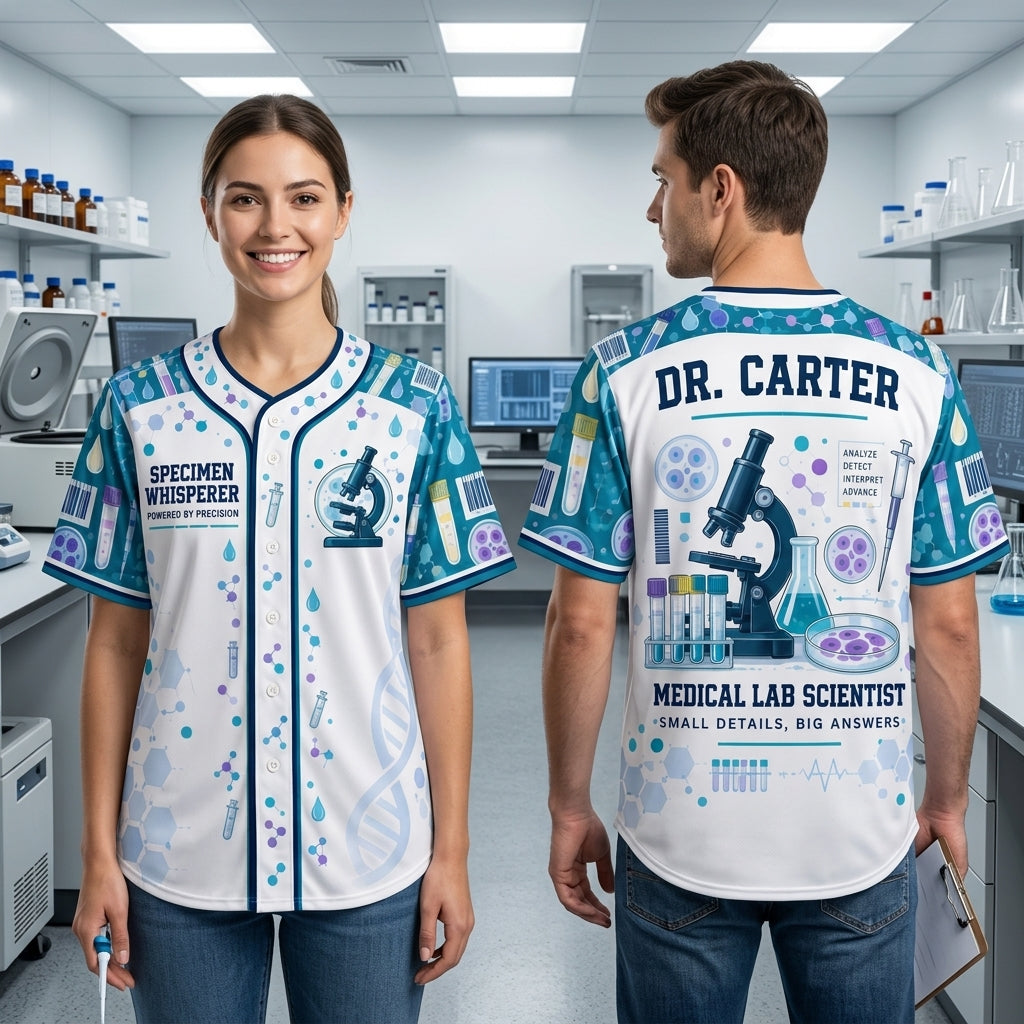 Personalized Medical Lab Scientist Baseball Jersey – Specimen Whisperer Lab Tech Gift - mockup 2