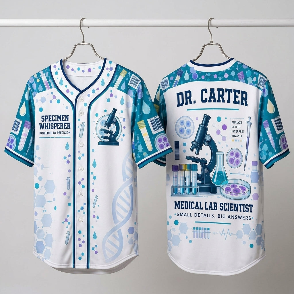 Personalized Medical Lab Scientist Baseball Jersey – Specimen Whisperer Lab Tech Gift - mockup 3