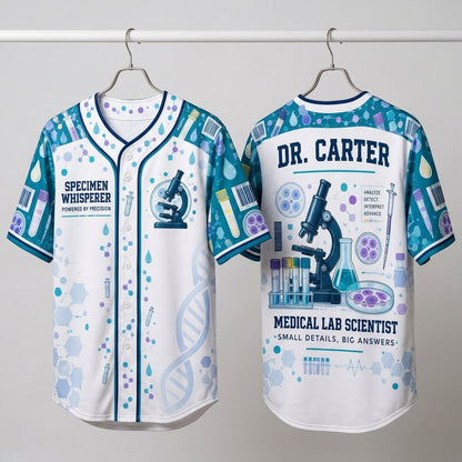 Personalized Medical Lab Scientist Baseball Jersey – Specimen Whisperer Lab Tech Gift - mockup 3