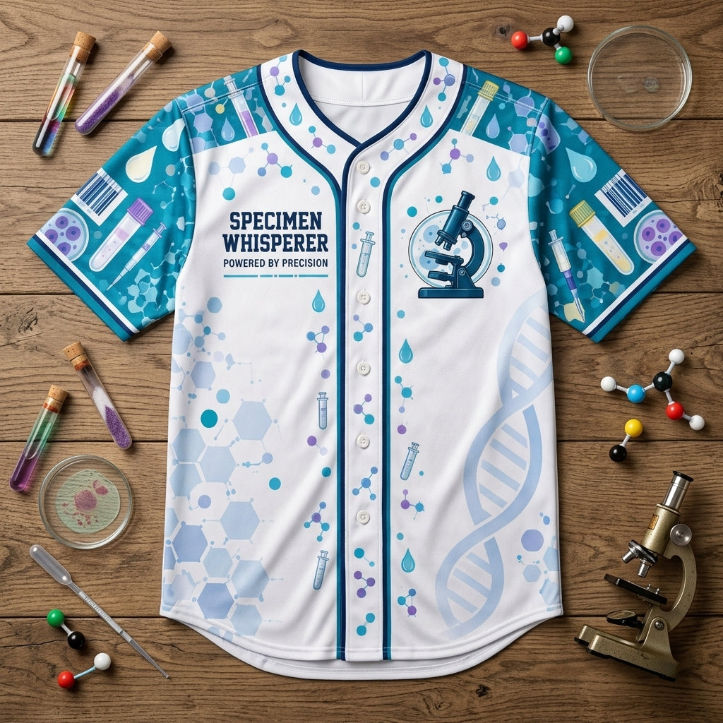 Personalized Medical Lab Scientist Baseball Jersey – Specimen Whisperer Lab Tech Gift - mockup 4