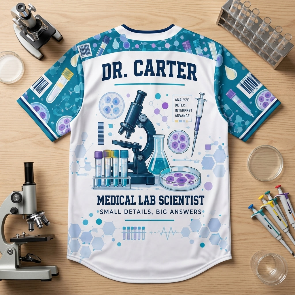 Personalized Medical Lab Scientist Baseball Jersey – Specimen Whisperer Lab Tech Gift - mockup 5