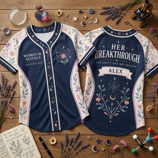 Personalized Women in Science Baseball Jersey – Custom STEM Gift for Her - mockup 1