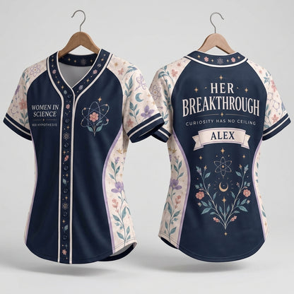 Personalized Women in Science Baseball Jersey – Custom STEM Gift for Her - mockup 3