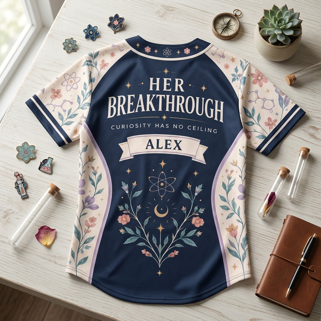 Personalized Women in Science Baseball Jersey – Custom STEM Gift for Her - mockup 5