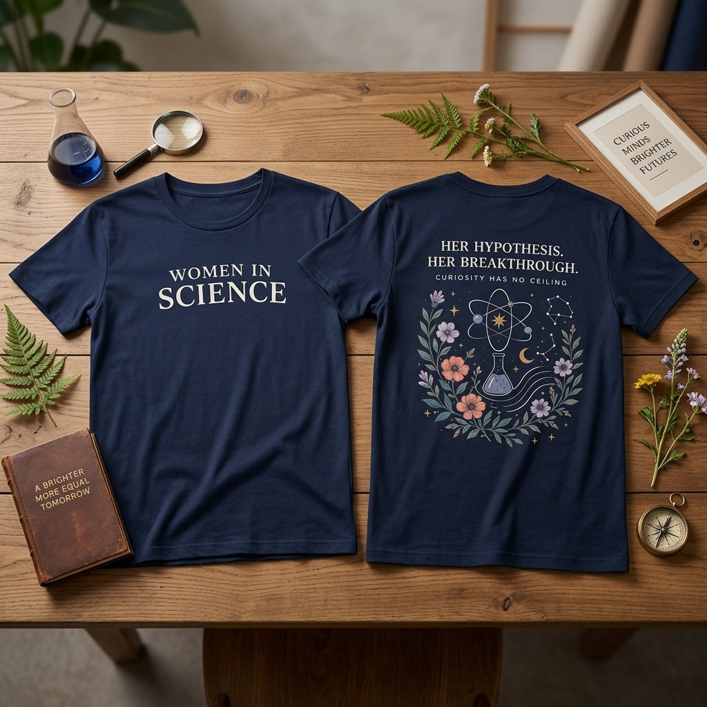 Women in Science Floral Atom T-shirt Sweatshirt Hoodie – STEM Empowerment Gift - mockup 2