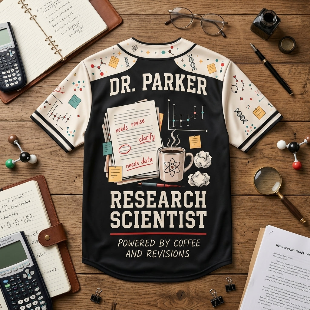 Custom PhD Research Scientist Baseball Jersey - Peer Review Survivor Academic Apparel - mockup 5